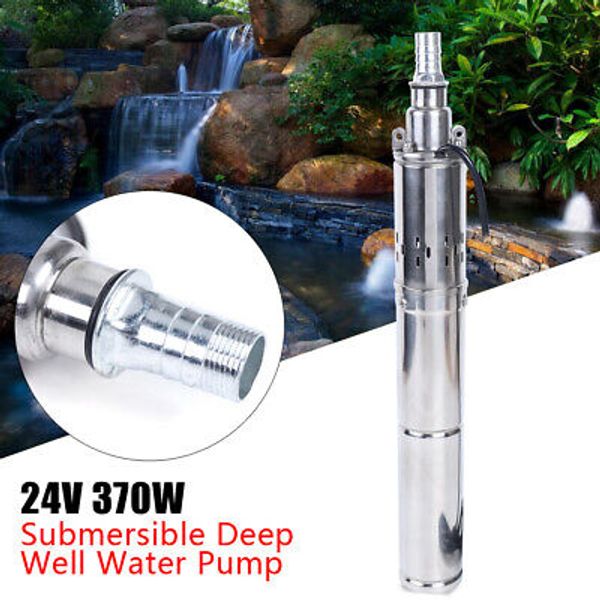 2x 24V Solar Water Pump stainless Deep Well Solar Submersible Pump head 65m 370W