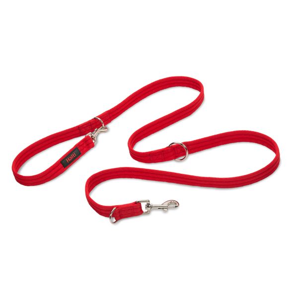 HALTI Training Leash - Multifunctional Double-Ended Dog Leash, Ideal for Anti-Pulling Dog Training. Easy to Use, Lightweight, Soft & Durable. Suitable for Puppies and Small Dogs (Size Small, Red)