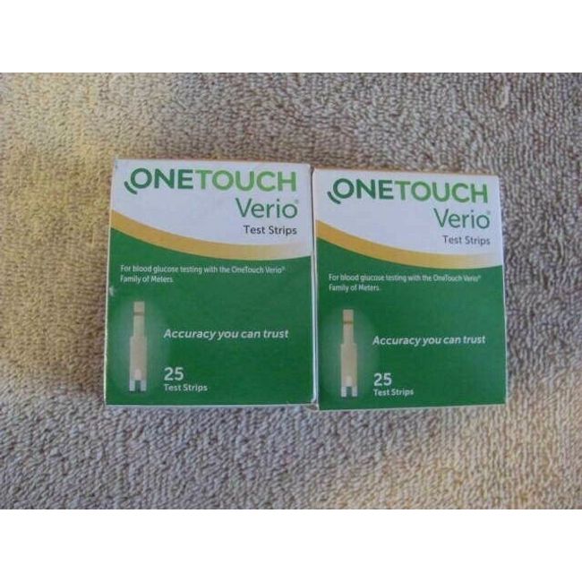 Lot Of 2 OneTouch Verio Test Strips 25ct Each Box = 50 Strips Exp 2023 ~ New ~