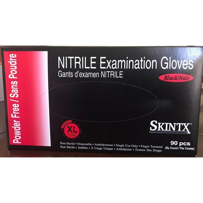 MEDICAL Grade, SKINTX BLACK Nitrile PowderFree, Doctor, Hospital, Clinic Size XL