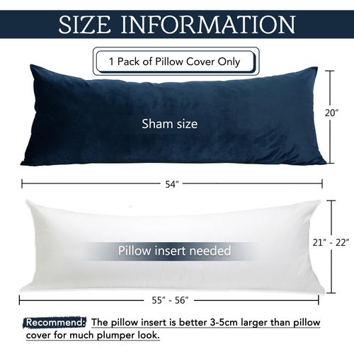 StangH Navy Blue Velvet Body PillowCover, 20 x 54 Pillow Cover, Winter Season Soft Warm Body Pillow Protector Cover for Pregnant Women/Side Sleeper, 20x54 inches, 1 Pc