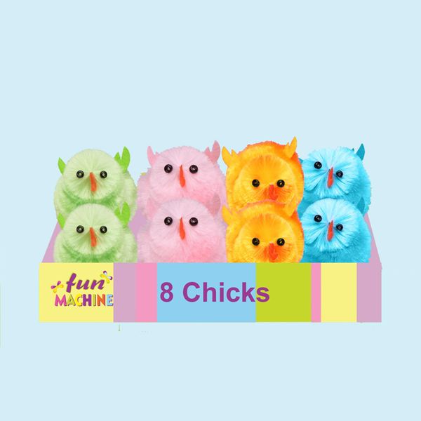 Easter Arts Craft Decorations Egg Hunt - 8 Pack Mini Colour Chicks