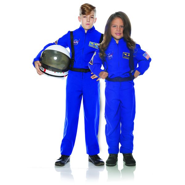 Underwraps Kid's Children's Astronaut Flight Suit Costume - Blue Childrens Costume, Blue, Medium