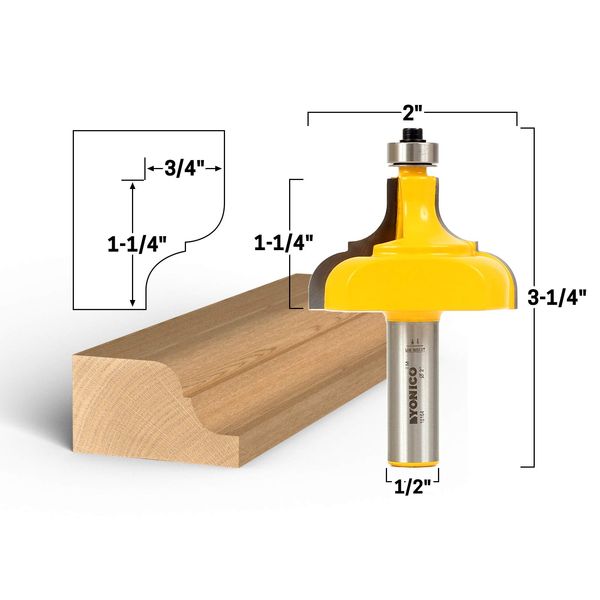 YONICO Picture Frame Molding Router Bit 1-1/4-Inch 1/2-Inch Shank 16164