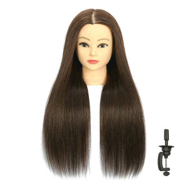 不适用 FUGUIRENHAIR 30" 80% Human Hair Mannequin Head Styling Training Head Manikin Cosmetology Doll Head with Stand