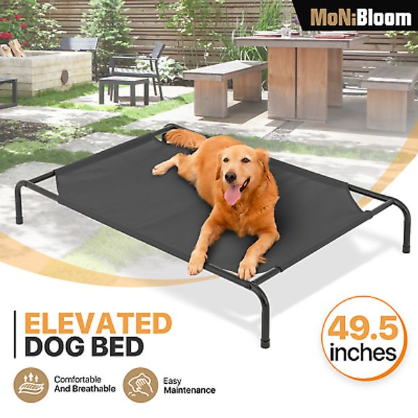 49" Portable Elevated Dog Bed Breathable Mesh Non-Slip Comfortable Sleeping Bed