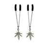 Nipple Clamp - Tweezer - Chrome W/Pot Leaf Charms