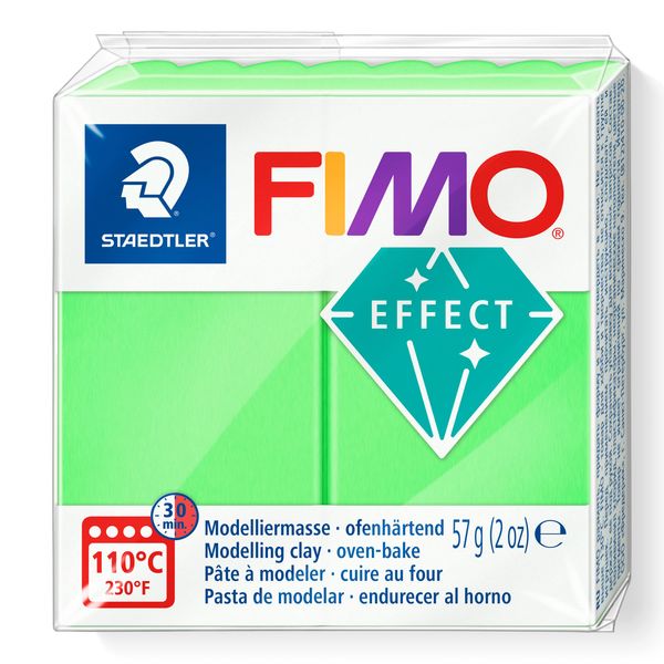 STAEDTLER 8010-501 FIMO Effect Oven-Hardening Polymer Modelling Clay - Neon Green (57g)