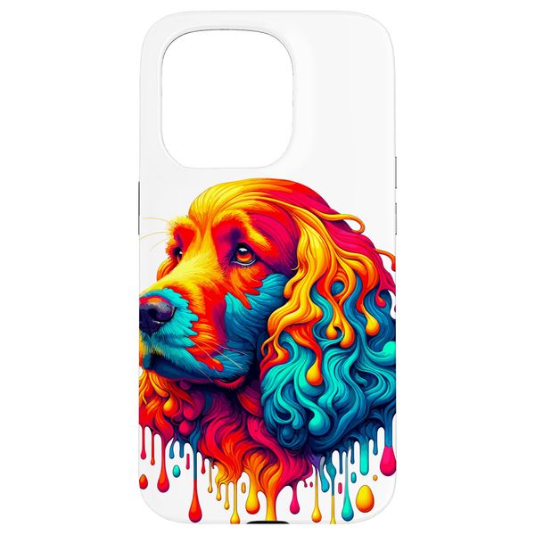 Dripping Paint Art Irish Water Spaniel Case for iPhone 15 Pro