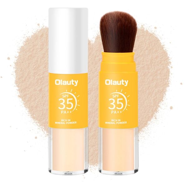 Mineral Sunscreen Setting Powder, Mineral Brush Setting Face Powder Makeup SPF 35 PA Oil Control Natural Matte Finish, Lightweight Breathable Concealer Brush Powder (Medium, 8g)