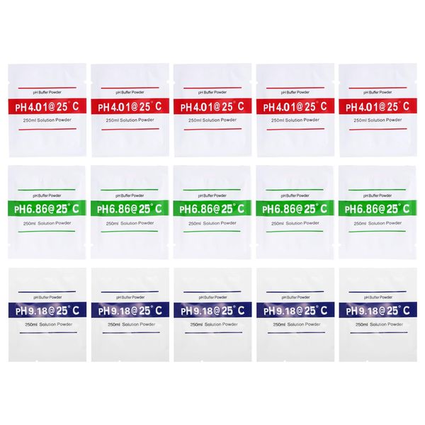 Nynelly 15 Pack pH Meter Buffer Solution Powder pH 6.86, 4.01, 9.18 for Precise Calibrate pH Meter, pH Calibration Powder Solution, pH Tester Calibration Powder Packets