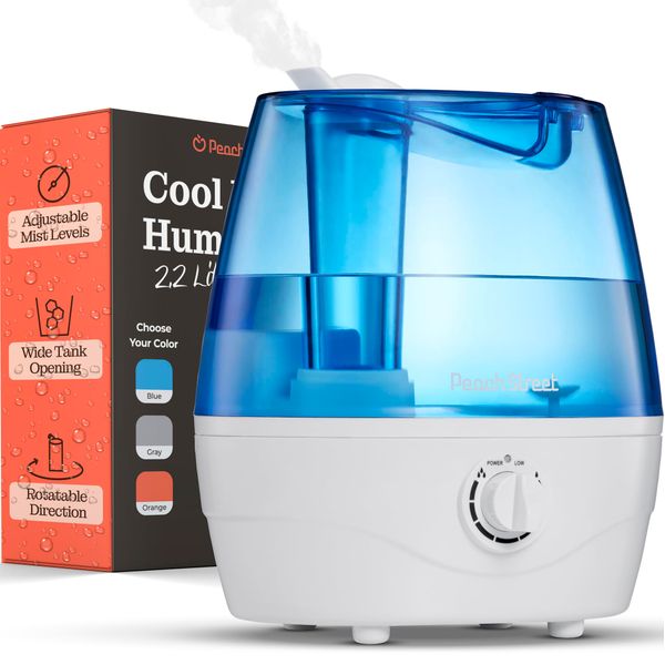 Cool Mist Humidifiers for Bedroom - 2.2L Water Tank, Baby, Office, Quiet Ultrasonic Air Vaporizer, Adjustable Mist Level, 360 Nozzle Rotation, Auto-Shut Off, Large Area Humidifier Easy Fill and Clean