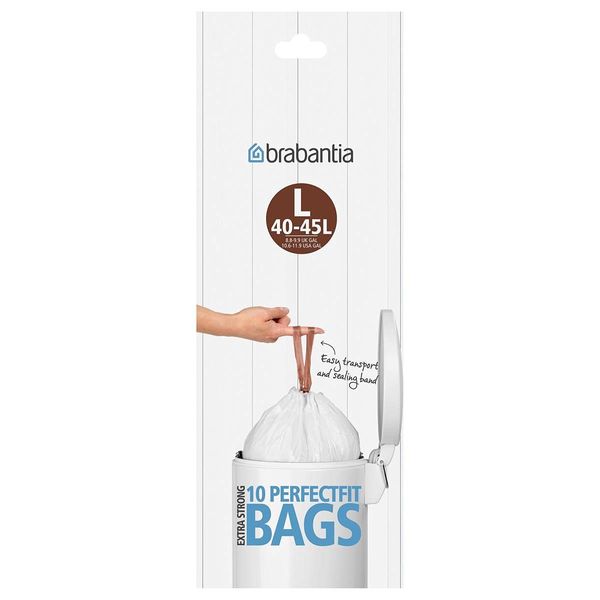 Brabantia PerfectFit Trash Bags (Size A / 0.8 Gallon) High Quality Thick Plastic Trash Can Liners with Tie Tape Drawstring Handles (20 Bags)