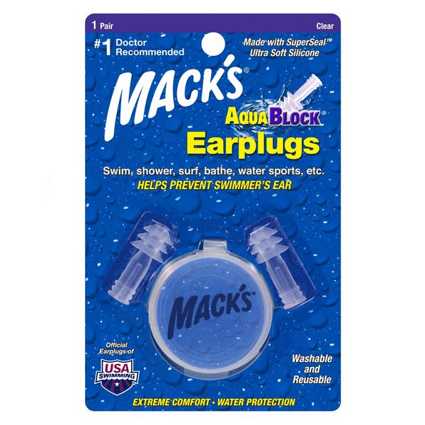 Earplugs Aquablock Clear 1 Pair