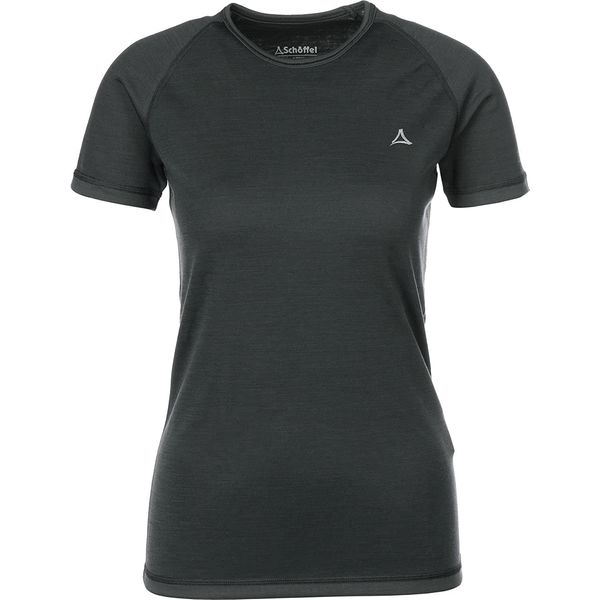 Schöffel Damen Merino Sport Shirt 1/2 Arm W, temperaturregulierendes Unterhemd, atmungsaktives Funktionsunterwäsche-Shirt in Wollqualität, anthrazit, M