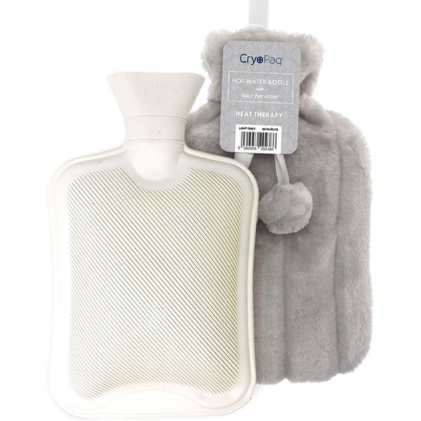 Plain Grey Furry Hot Water Bottle