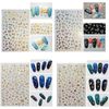 EBANKU 12 Sheets Gold Silver 3D Metallic Nail Stickers for Women, Noble Metallic Chains Line Wave Point Stars Nail Stickers Curve Stripe Lines Adhesive Striping Tape Nail Design Gift for Women