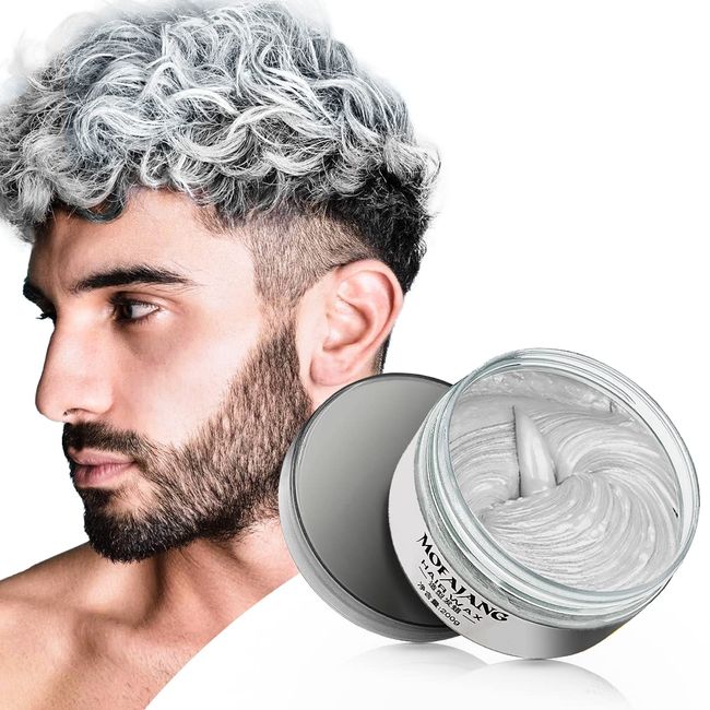 ZENTANMEI Silver Gray Hair Wax Color 7.06 Oz, Temporary Hair Color Wax Grey Hair Dye Styling Clay Mud, Instant Hair Pomades Hairstyle Cream For Kids Men And Women (Gray)