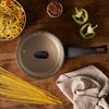 Kitchen Essentials 20cm Non-Stick Induction Black/Gold Saucepan & Glass Lid