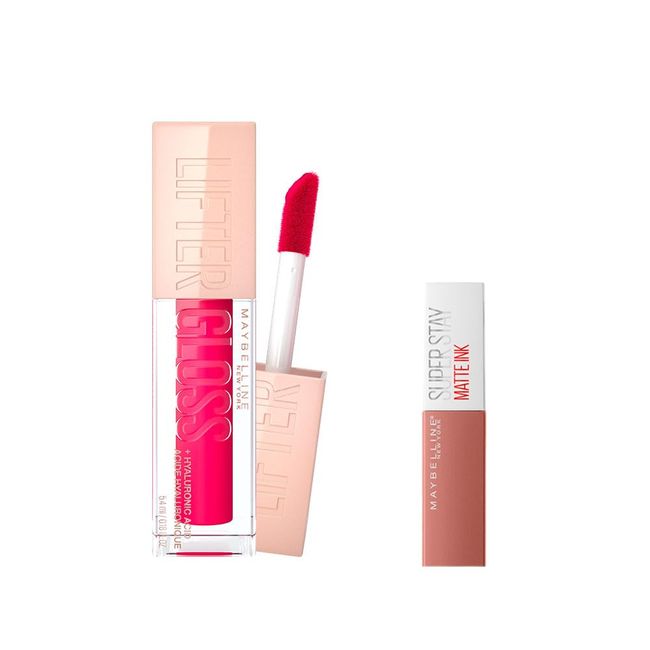 Maybelline New York Lifter Gloss Nemlendirici Dudak Parlatıcısı 24 Bubblegum & Mini Super Stay Matte Ink Likit Mat Ruj 65 Seductress Makyaj Seti