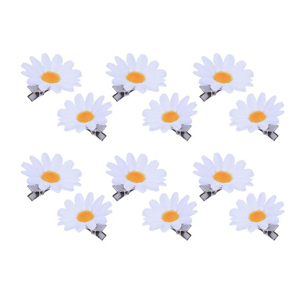 12Pcs Daisy Hair Clips Cute Daisy Flower Hair Pins Beach Wedding Floral Hair Barrettes for Ladies Women Girls Bride Bridemaid White, 4cm