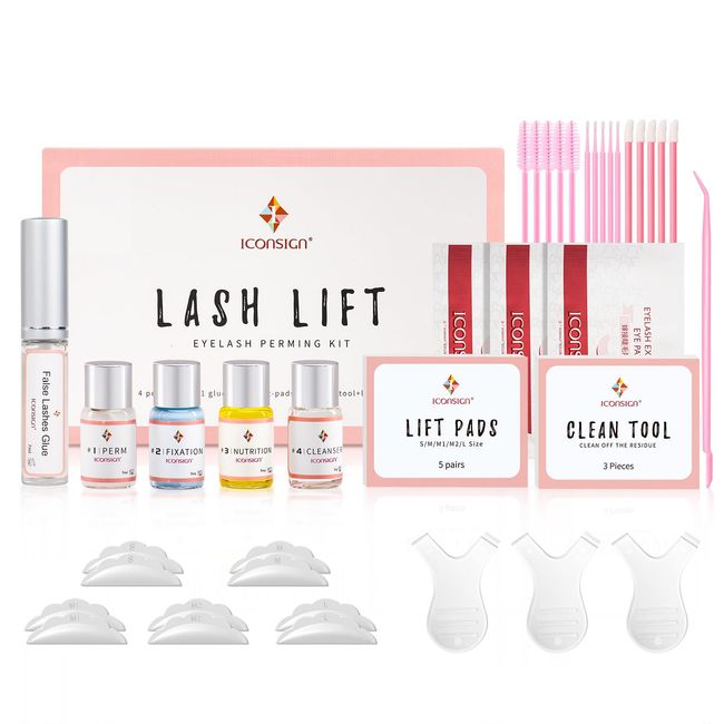 Lash Lift Kit, Professional Semi-Permanent Curling Eyelash Perm Kit Includes Eye Shields, Pads and Accessories Suitable for Salon & Home Use(Version B)