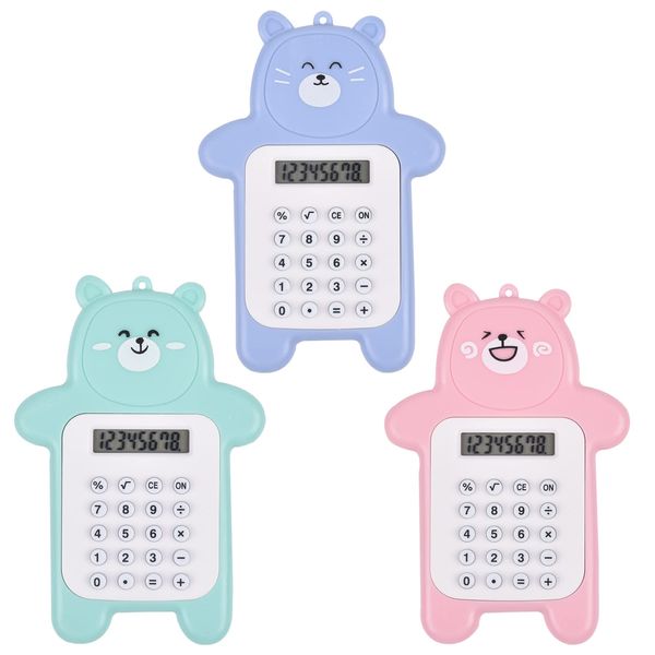 3 Pcs Pocket Calculator 8-Digit Display Basic Calculator, Cute Cartoon Office Calculators Mini Calculator, Portable Calculators for Students School Supplies