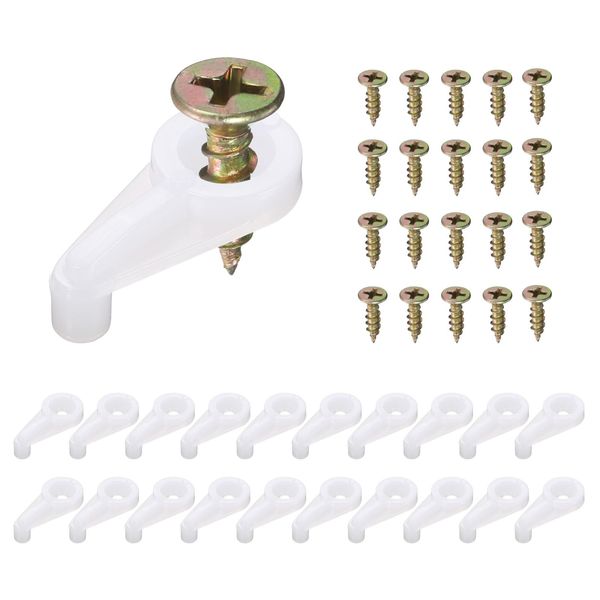 sourcing map 60Set Glass Retainer Clips Kit, 25mm Plastic Glass Cabinet Clips with Screws for Fixing 4mm Thick Glass Cabinet Doors Mirror, Translucent