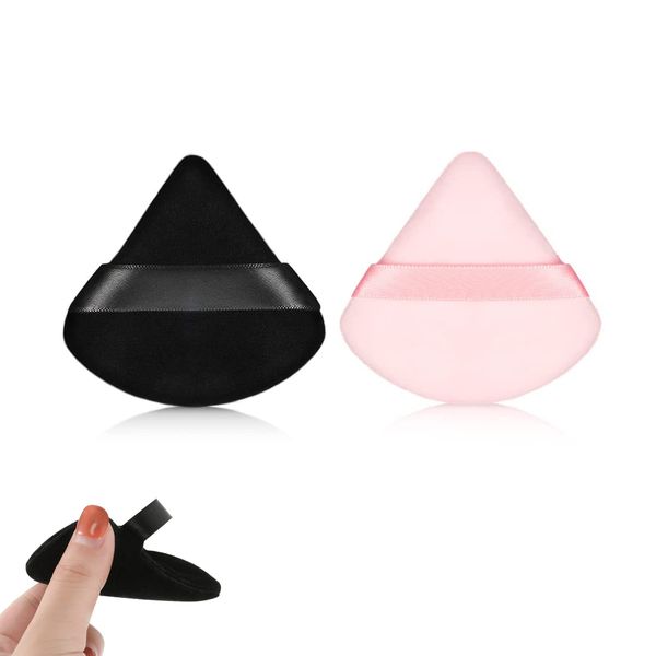 FAMIDIQGO 2 pezzi Triangle Makeup Powder Puff Cosmetic Face Powder Puff Sponge Soft Triangle Powder Puff Velvet Wedge Shape Makeup Puff Dry Wet Powder Sponge Pads