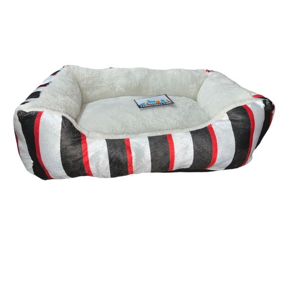 Pawsitively Fun! Pet Bed Red White Black Stripe Nonslip 20 x 16 x 6 (NWT)