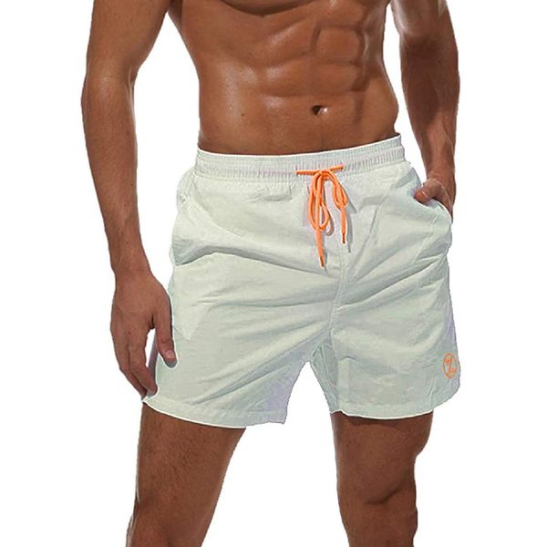 ZOXOZ Badeshorts Herren Badehose Herren Shorts Kurze Hosen Herren Schnelltrocknend Männer Schwimmhose Boardshorts Strandshorts Herren Beachshorts Mesh-Futter Verstellbarem Tunnelzug Weiß 3XL