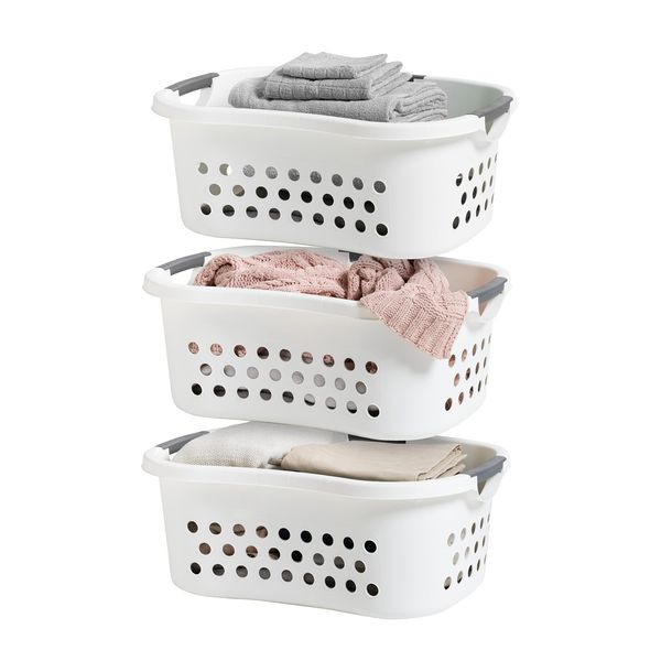 IRIS USA 3 Pack Comfort Carry Laundry Basket, White