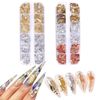 Nail Gold Foil Silver Foil Flakes 2 Case Gel Nail Resin Parts Nail Foil Hologram Gold Silver Rose Gold Ultra Thin Glitter Foil Nail Art Dego Parts Painting Decoration DIY Craft Material