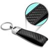 Black Leather & Carbon Fiber Key Chain Black Stitching - Ford Flex