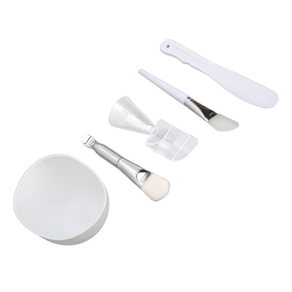 5 in1 DIY Facial Mask Tool Set with Mixing Bowl, Silicone Brush, Soft Bristle Brush, Spatula, Measuring Cup Spoon for Face Masks