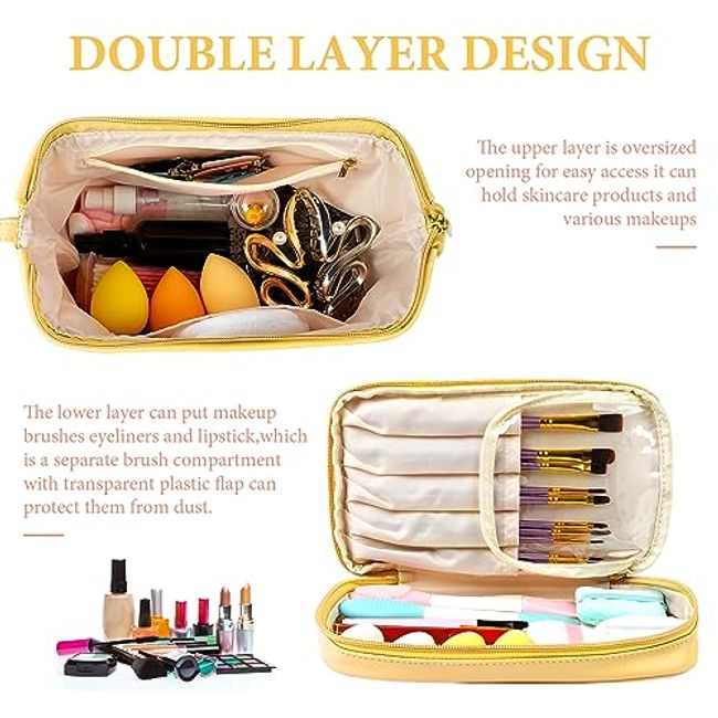 Large Cosmetic Bag, Makeup Bag, Double Layer for Women, Make-Up