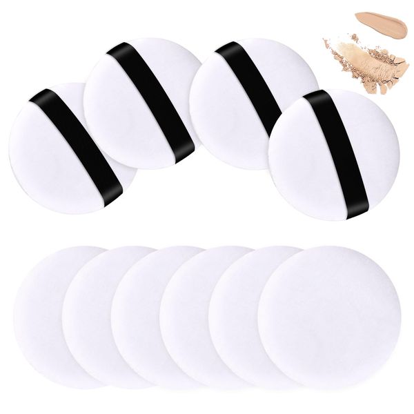 10 PCS Round Powder Puff, 2.36 Inch/ 6 cm Ultra Soft Makeup Sponge Set Velour Beauty Spong Blender Make Up Tools for Loose and Body Powder Setting Powder Face Concealer Cosmetic Foundation Blush