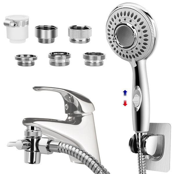 Shower Head Sink-Faucet Bathtub, Hose Sprayer Attachment with 5 Adapters, 79" Hose for Hair Washing, Pet Dog Rinse & Baby Bath, ON/OFF Extension for Tub Faucet, Utility Sink, Laundryroom, Garden