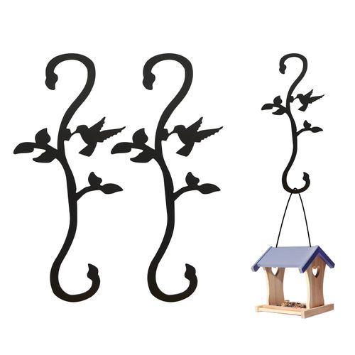 YILONGDA Hummingbird Bird Feeder Hanger Hooks for Outdoors Hanging, Shepherds Hanging Plant Hooks, S Garden Fence Hooks for House, Wind Chimes, Flower Basket(2PCS)