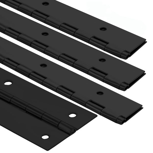 4Pack Heavy Duty Piano Hinge, 2" Open Width x 16" Continuous & Piano Hinges, 0.06” Thick Stainless Steel Piano Hinge with Holes, Black Stainless Furniture Hinges for Cabinet Door Cases Woodworking