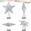 KEYIDO® Silver Star Christmas Tree Topper, 9.5 Inch 3D Metal Silver Glitter Star Tree Topper, Silver Xmas Tree Star Topper