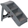 Wide Foldable Pet Stairs 4 No Slide Steps w/ Support Frame for High Bed Gray