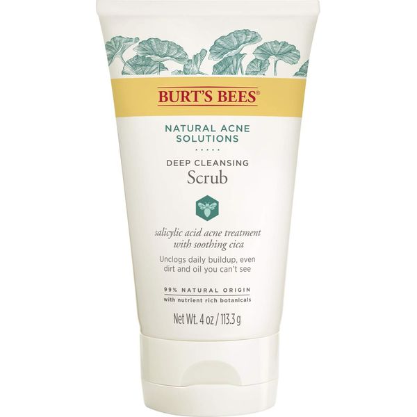 Burt's Bees Natural Acne Solutions Pore Refining Cleansing Scrub, Exfoliating Face Wash for Oily Skin, 4 Oz (Package May Vary)