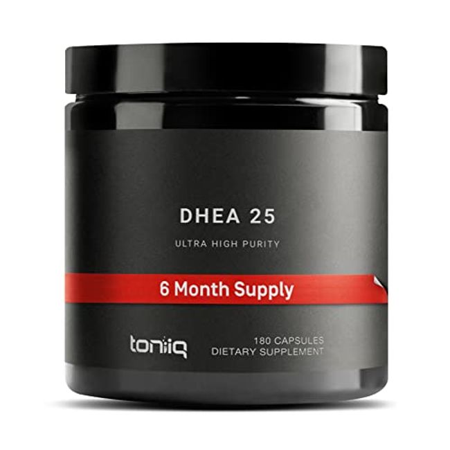 Toniiq Ultra High Strength DHEA Capsules - DHEA for Men and Ladies - 25mg Micronized Formula - 99%+ Highly Purified and Bioavailable - 180 Capsules