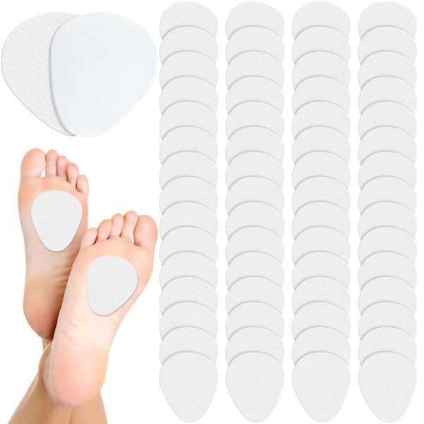 Jiuguva 60 Pack Metatarsal Foot Pads 0.25 Inch Thick Ball of Foot Cushions Adhesive Metatarsal Pads Soft Metatarsal Felt Pads for Women and Men Forefoot Support Pain Relief (White)