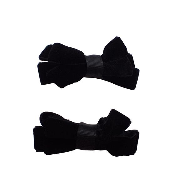 Topkids Accessories 2pc Back to School Velvet Hair Bows Set Stylish Girls Clip-In Hair Bow Accessories Hair Clips School Uniform Hair Slide Girls, Kids, Children (Velvet Black)