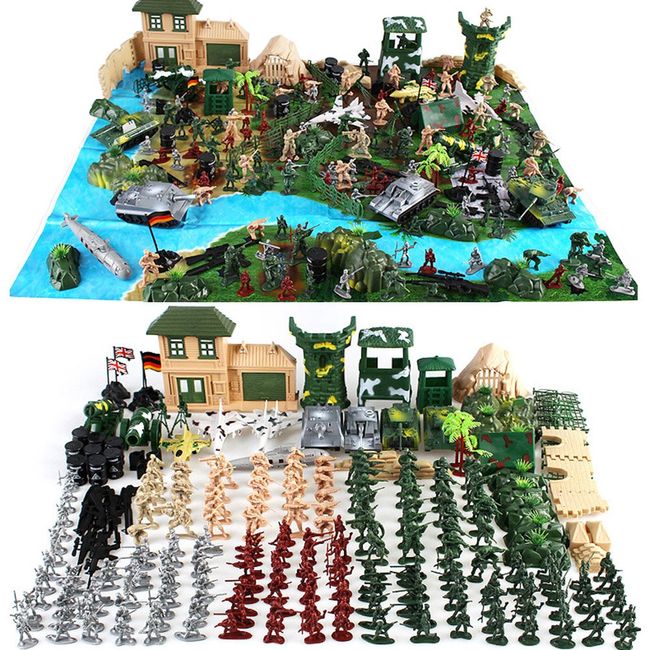 Cp-Tree Huge Simulated Battlefield Play 300 Piece Military Base Set Suit Military Play-Set