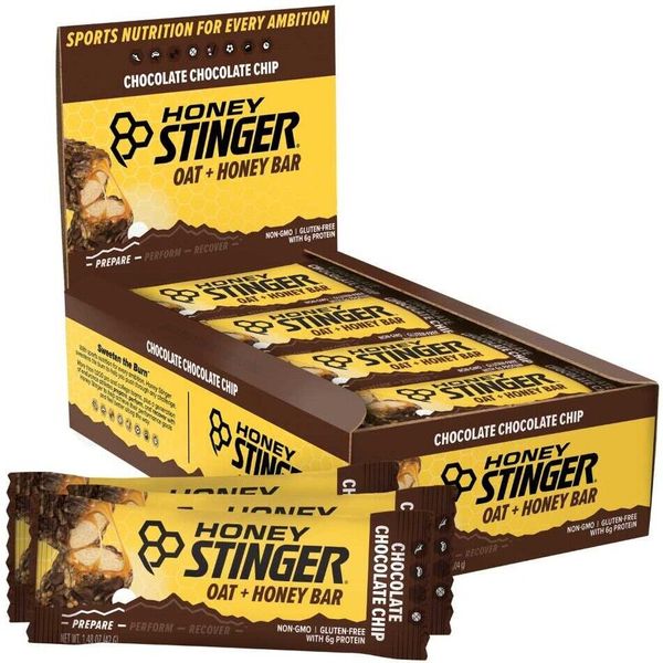 Honey Stinger Oat + Honey Bar, 12 Pack, (Chocolate Chip) for Snack, Energy