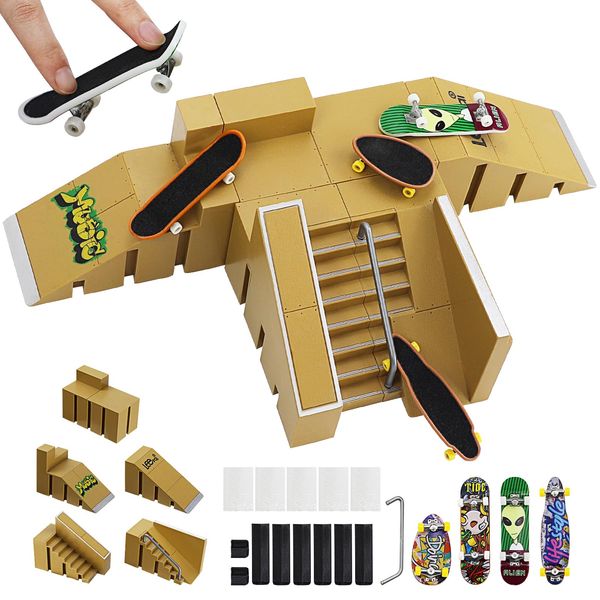 TSDRBWO Finger Skateboards, Mini Fingerboard DIY set, Finger Toys Set, Fingerboard Ramp Set, Fingerboard Skate Set, Finger Skateboard Ramp Set, Finger Skatepark Kit, Kids’ Toy for Boys and Girls