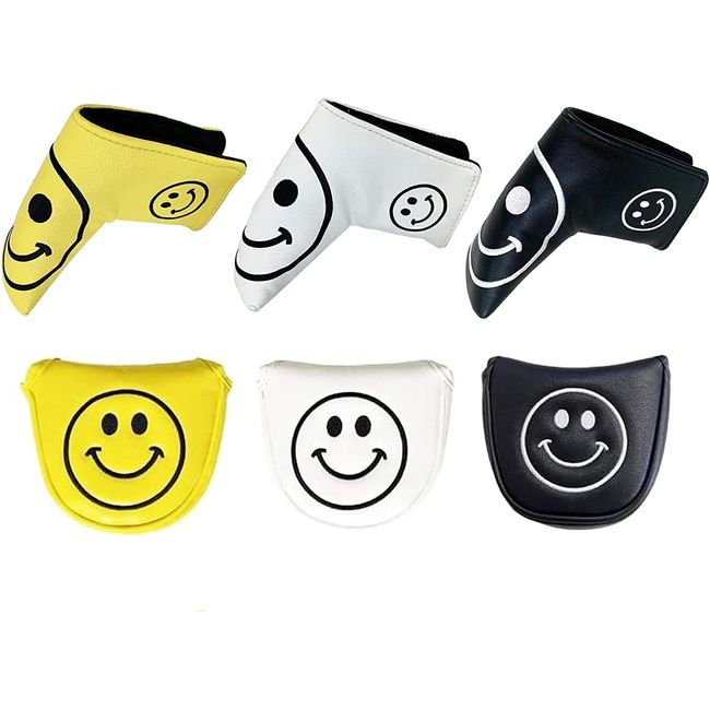 Putter Cover Headcover for Odyssey 2 Ball Magnetic Mallet Holder Fits Scotty Cameron Odyssey Pin Smile Black Yellow White (Pin, Black)